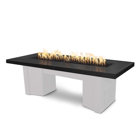 The Outdoor Plus 48 Rectangular Alameda Fire Table, Powder Coated Metal, Plug, Play Electronic Ignition, Liquid Propane OPT-ALMPC48-BWCEKIT-LP